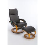 Fauteuil inclinable de massage rembourré en pu avec repose-pieds ottoman, masseur à 5 points, base en bois courbé pour salon et chambre à coucher,