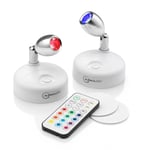 Auraglow Set of 2 Wireless Remote Indoor Battery White & Colour Change Spotlight