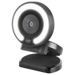 MARSGAMING MWPRO Noir, Webcam Full HD, Optique 90º, Anneau d'Illumination, Microphone HQ