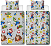 Super Mario Level Up Single Duvet Cover Reversible Bedding Set Donkey Kong