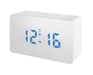 Bresser MyTime WBW Réveil Radio-piloté avec LED Bleue à intensité Variable Blanc Aspect Bois 108 x 65 x 45 cm