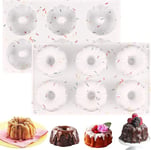 2 kpl Mini Bundt Cake Pan, 6-Cavity Fluted Tube Cake Pan, tarttumaton silikoni leivontamuotti Cupcakes, Donuts, Muffins, Cornbread, Brownies, Jellies