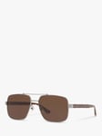 Gucci GC001245 Men's Aviator Sunglasses, Silver/Brown