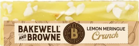 BAKEWELL and BROWNE Lemon Meringue Crunch Bar, Ideally Served with Refreshing Milk and Coffee or Partnered with Ice Cream or Yoghurts, Hand Baked in the UK, Vegetarian Friendly, 80 g Box