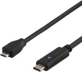 Deltaco USB-C til MicroUSB-kabel - Svart 0,5 meter