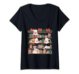 Womens Ghost Christmas Reading Book Lover Library Christmas Teacher V-Neck T-Shirt