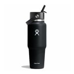 Hydro Flask Wide Mouth Travel Bottle with Flex Straw Cap, 946ml (32oz), Black