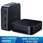 Mini PC Blackview MP80 Intel N5095 2.9 GHz, Windows 11 Pro,16 Go LPDDR4 - 1 To SSD Mini Ordinateur de bureau,Wi-Fi 2.4G+5G - Bleu