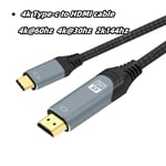 4K Type-c to HDMI 6.6FT--2M--78.7inch Câble compatible USB C vers HDMI, 8K, 4K, Type C vers HDMI 2.1, Thunderbolt, iPhone 15, MacPle, Huawei Mate 30 ""Nipseyteko