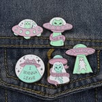 1/5kpl Avaruusalus Pin Alien Kissa Kovaa Emalipinssi Suloinen Kawaii Reppuihin