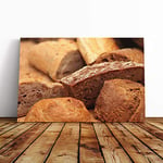 Big Box Art Canvas Print Wall Art Bakery Bread Rolls (1) | Mounted and Stretched Box Frame Picture | Home Decor for Kitchen, Living, Dining Room, Bedroom, Hallway, Multi-Colour, 20x14 Inch