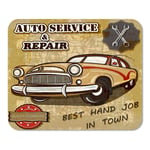 Red Car Auto Service Retro Vintage Classic 1950S 50S Home School Game Player Computer Worker MouseMat Mouse Padch