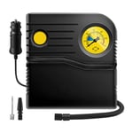 Coocheer - Gonfleur pneus Voiture 12V Mini Compresseur à Air a Velo Portable Analogique Pompe Allume Cigare Electrique avec Manomètre et Adaptateurs