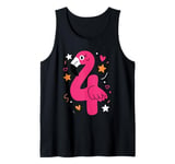 Celebrate 4 Years Old Party For Flamingo Birthday Girl Tank Top