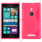 Housse Etui Coque Silicone Motif S-line Gel Souple Rose Nokia Lumia 925