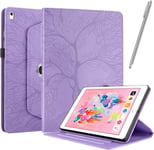 Coque Pour Ipad 9/8/7 (10.2-Pouce, 2021/2020 / 2019 Model, 9th / 8th / 7th Generation), Pu Flip Avec [Stylet] Fonction Support Étui Rotatif À 360° [Sommeil/Réveil Automatique] - Violet