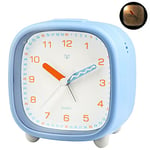 Ayybboo Réveil Enfant Garçon Fille, Réveil Matin Silencieux sans Tic-Tac, Original Analogique Alarme Lumineux Snooze Réveil Chevet (Bleu)