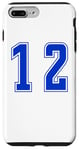 Coque pour iPhone 7 Plus/8 Plus Bleu Royal Numéro 12 Équipe Junior Sports Uniforme Numéroté