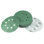 Green Film Sanding Disc 1500 Grit 5" 8-Hole Hook & Loop Backed Sandpaper 25pcs