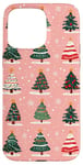 iPhone 15 Pro Max Aesthetic Pink Christmas Trees And Snowflakes Pattern Case