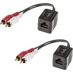 Extender audio stereo - LINDY - Cat.5-6 - 100m - 2x RCA hane - RJ45 hona