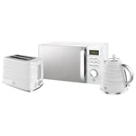 Swan Triple Pack White - 1.7L Kettle, 2 Slice Toaster & 700W Digital Microwave