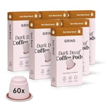 Grind Decaf Dark Blend Coffee Pods – Pack of 60 Coffee Capsules – Nespresso® Original Machine Compatible Pods – Home-Compostable Coffee Pods – Tasting Notes of Dark Chocolate, Hazelnut, Raisins