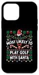 Coque pour iPhone 12 mini Plus susceptible de jouer au golf avec le Père Noël drôle famille de Noël