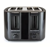 Black 4 Slice Toaster Variable Browning Defrost Reheat - Extra Wide Slot