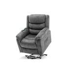 Fauteuil relax inclinable de massage électrique avec chaleur et vibrations pour les personnes âgées, mécanisme d'inclinaison-Gris - Liberté