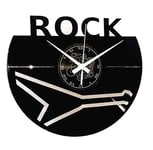 Instant Karma Clocks Vinyl Wall Clock Music Rock Guitar Bass Drummer Band Modern Design, Black