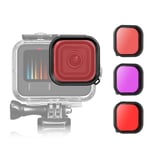 Filtre de plongée étanche pour GoPro Hero 11/10/9 Rouge