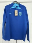 England  1/4 Zip Nike Football Training Top UK Size Large Blue  BNWT