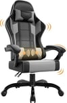 Airfish Chaise de Bureau Ergonomique Gaming Chaise de Massage Gaming Fauteuil avec appuie-tête Coussin Lombaire de Massage, rembourré Gaming Chair, Fauteuil pivotant,Gris