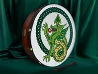 Handmade Dannan 16" Vegan Irish Bodhran Hand Drum - Arach Dragon Design