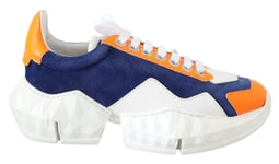 Jimmy Choo WoMens Diamond Blue Orange Leather Sneaker - Size EU 36