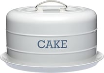 KitchenCraft Living Nostalgia Cake Tin Storage, Boîte De Conservation Hermétique Pour Gâteaux / Dôme À Gâteaux, 28.5 X 18 cm - French Grey