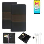 Phone Case + earphones for Samsung Galaxy M21 2021 Wallet Cover Bookstyle protec