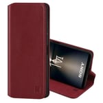 32nd Classic Series 2.0 - Real Leather Book Wallet Flip Case Cover For Sony Xperia 1 VI (2024), With RFID Blocking Card Slot, Magnetic Closure and Built In Stand - Burgundy