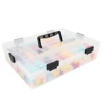 2 Layer Plastic Organizer Box with Dividers, Stackable Toys Storage Organizer Bins for Lego, Clear Container Storage for Beads Crafts Jewelry Fishing Tackles, 36x26x9cm