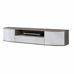 Meuble TV XL 190cm Collection NOUK. Couleur blanc. 2 portes, 1 tiroir et 1 niche.