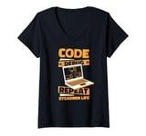 Womens Code Debug Repeat Sysadmin Life IT operations administrator V-Neck T-Shirt