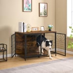 Hzuaneri 100cm Cage pour Chien, Cage Chien en Bois, Niche Moderne pour Chiens, Moyen Petit Chien, 3 Portes, Anti-Mastication, Anti-évasion, 60 x 100 x 70 cm, Marron Rustique DFC81601B