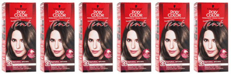 Schwarzkopf Poly Color Natural Brown Permanent Hair Dye Cream Tint 39 Pack Of 6