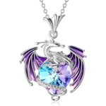 Fantasy färgglada Crystal Dragon hänge halsband kvinnors utsökta halsband purple