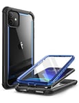 i-Blason Coque iPhone 11, Coque Intégrale Anti-Choc Bumper avec Dos Transparent et Protecteur d'écran Intégré [Série Ares] pour iPhone 11 6.1'' 2019 (Bleu)
