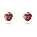 Swarovski Clous d'Oreilles Stilla, Cristal Rouge taillé Coeur sur une Monture Plaqué Or