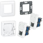 Kit prise murale RJ45 Cat6a STP - LEGRAND - 22.5x45 - Blanc