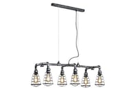 TRIO, Suspension, Gotham 6xE27, max.60,0 W Corps: metal, argent ancien L:103,0cm, L:46,0cm, H:150,0cm IP20,Hauteur réglable