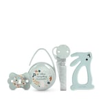 Suavinex, Cadeau Naissance, Coffret Cadeau Bébé avec : Sucette avecTétine Symétrique SX Pro 0-6 Mois + Attache Sucette + Boîte à Sucettes + Anneau de Dentition en Silicone. (4 Pcs).